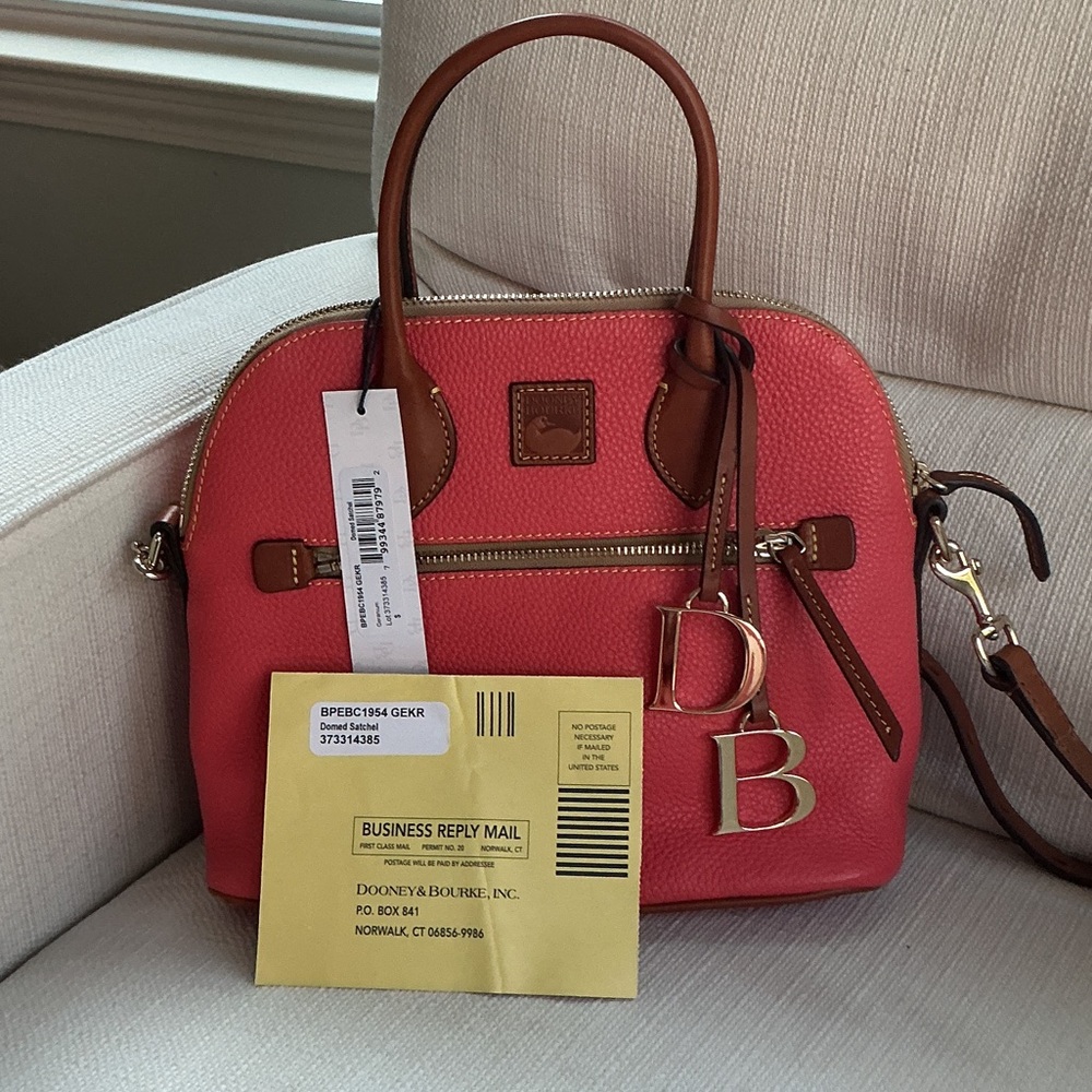 FLASH SALE ..Dooney & Bourke Coral Leather Domed Satchel NWT